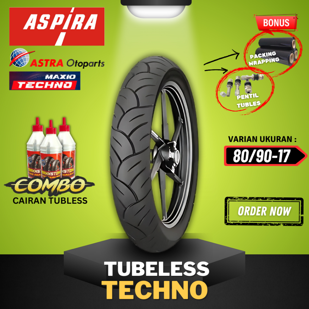 [READY COD] BAN ASPIRA TUBELESS / BAN TUBLES ASPIRA MAXIO TECHNO 80/90-17 / BAN LUAR ASPIRA RING 14 