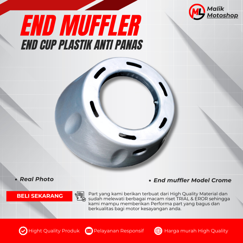 End muffler chrome bahan plastik anti panas pnp all vario 125/150 end mufler CMS knalpot muffler End