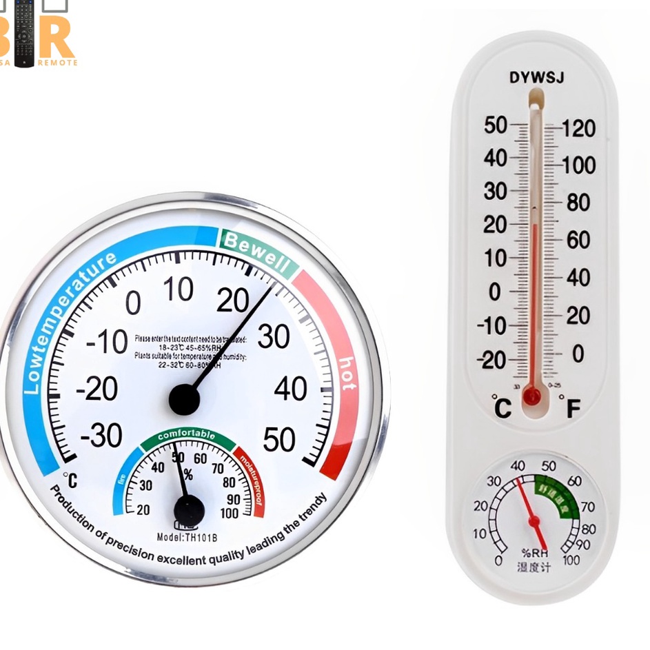 Garansi Original  Wall Thermometer Alat Pengukur Pengatur Suhu Kelembaban Ruangan Panjang Dan Bulat 