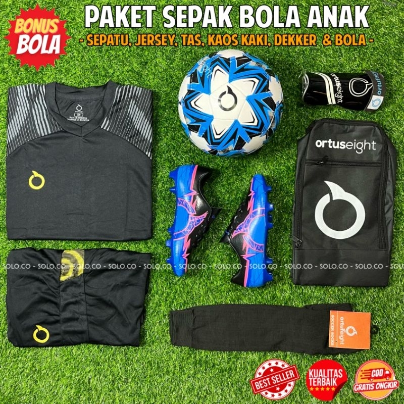 Paket Sepatu Bola Anak Ortus Catalyst Raiden FG Bonus Bola Lengkap Paket Komplit Sepatu Sepak Bola A