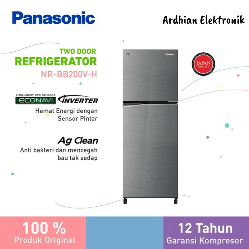KULKAS PANASONIC NR BB200V H 2 Pintu 196 Liter ECONAVI SMART INVERTER LOW WATT