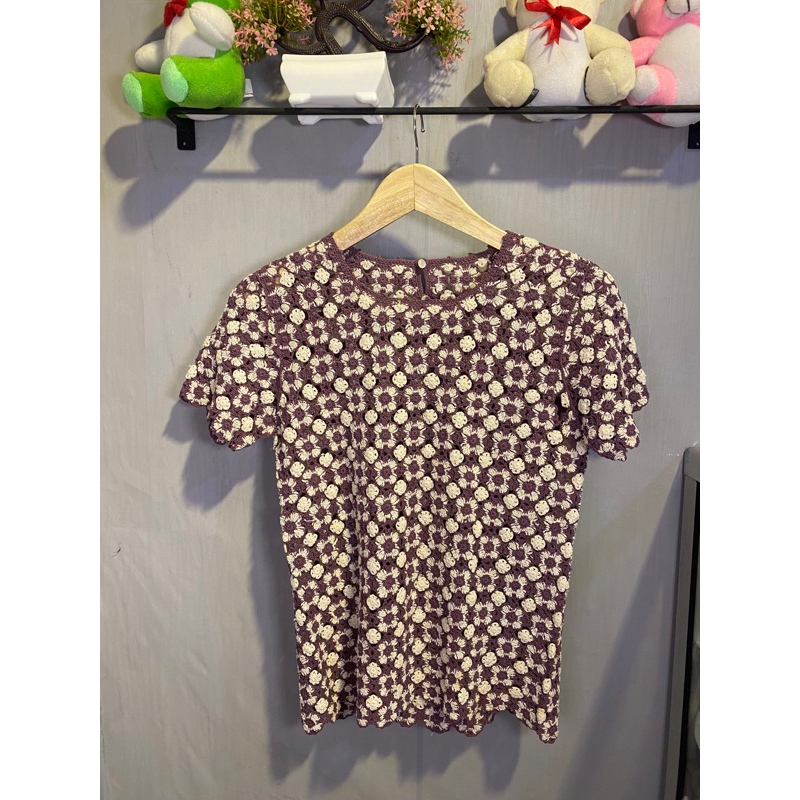 ATASAN RAJUT MOTIF BUNGA || ATASAN WANITA || ATASAN RAJUT WANITA