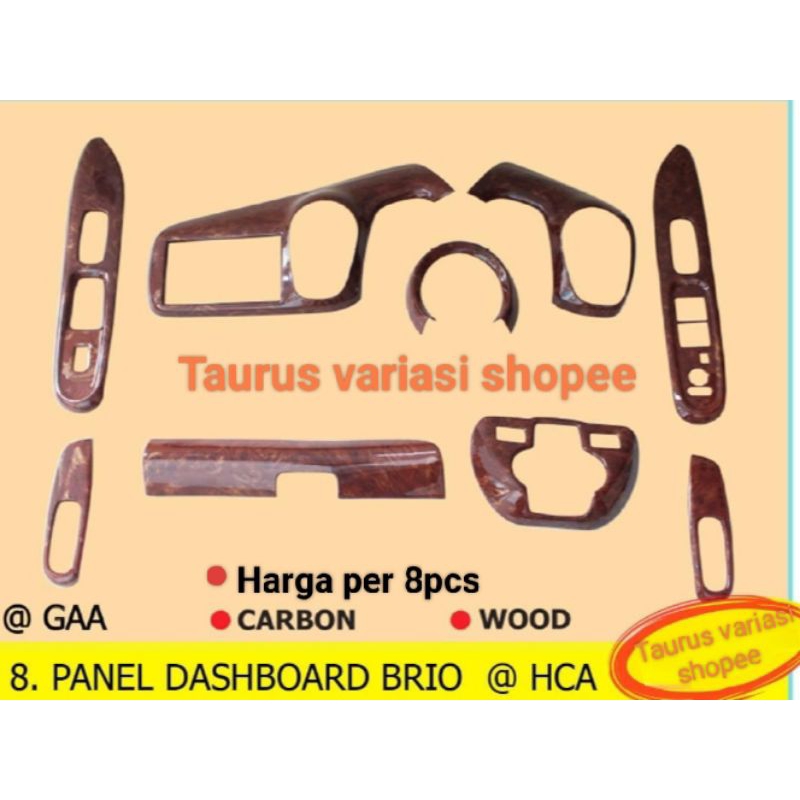 Cover Tempel Panel Dashboard/Interior Dalam Mobil Honda Brio Lama (Gen 1)Motif Kayu/Carbon