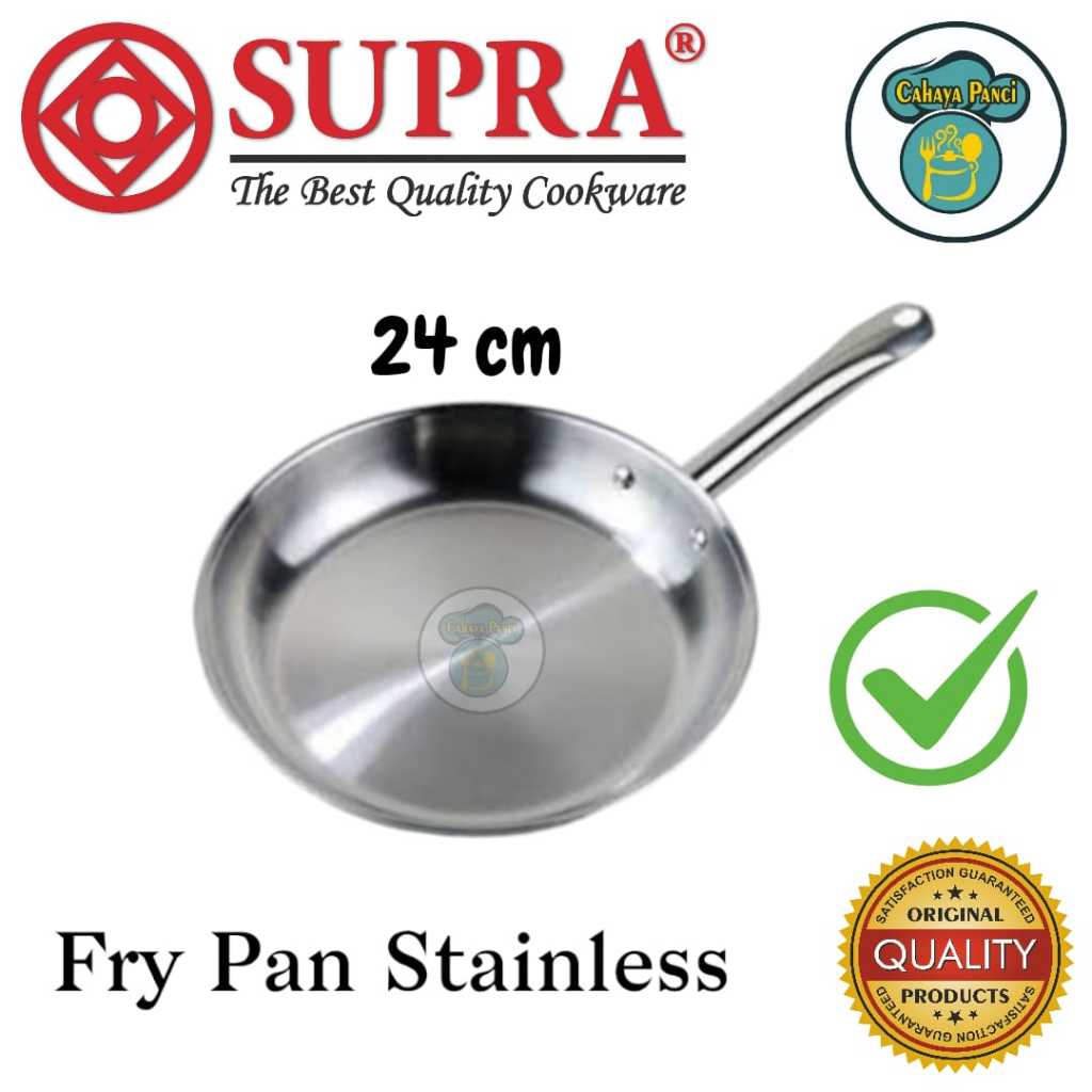 SUPRA Fry Pan 24 cm professional SUS 304, Fry Pan stainless steel, Penggorengan anti lengket, wajan 