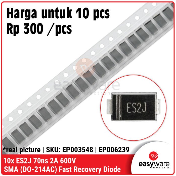 10x ES2J 70ns 2A 600V SMA DO-214AC Fast Recovery Dioda ES2J SMD SMT