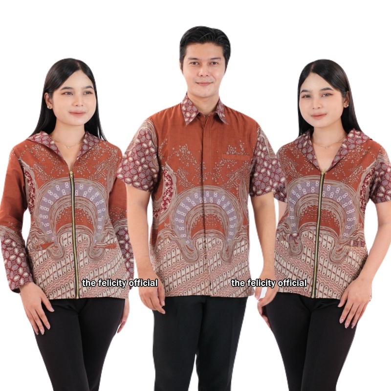 felicitybatik - Atasan Batik Couple Blouse Wanita dan Kemeja Pria Kemeja Batik Kantor [ leker ]