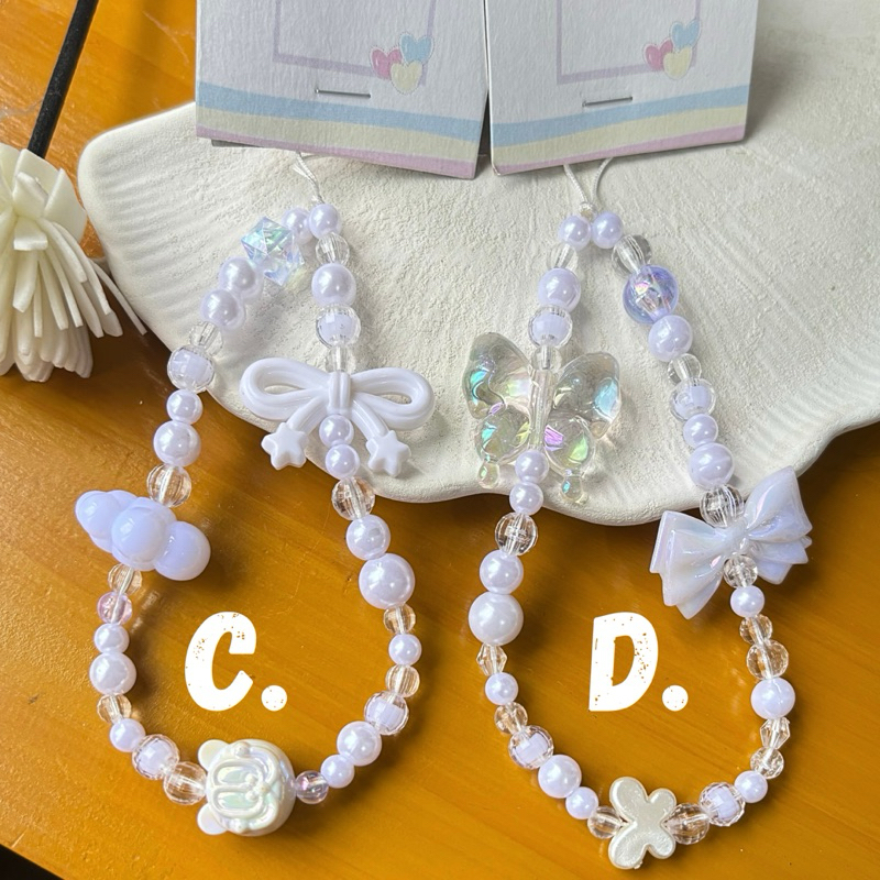 STRAP PHONE BEADS LUXURY WHITE SERIES - Strap luxury terbaru - Strap phone putih