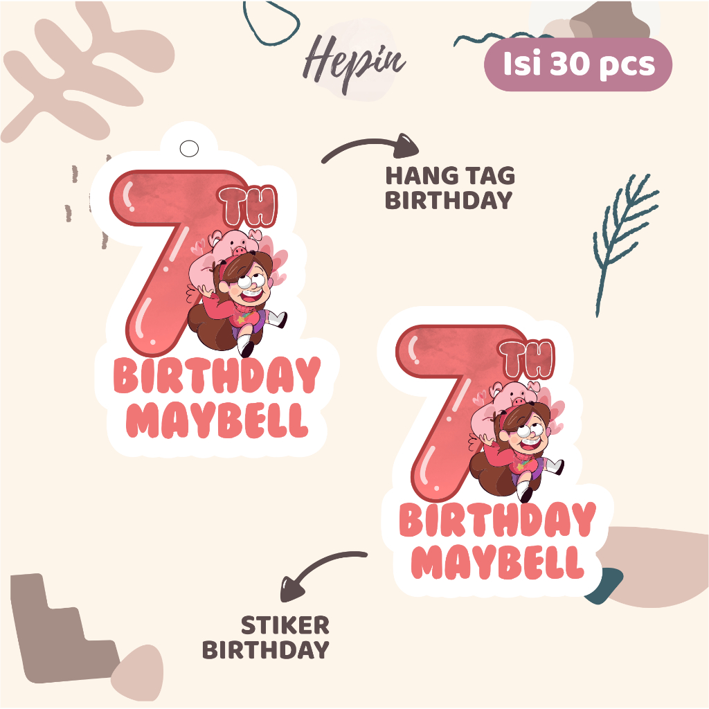 

(30pcs) Hang tag & stiker ulang tahun Tema GRAFFITY FALLS /murah/lucu /label tag ulang tahun murah/hang tag ulang tahun/tag souvenir ulang tahun/stiker nama ualang tahun/diecut stiker&t ag