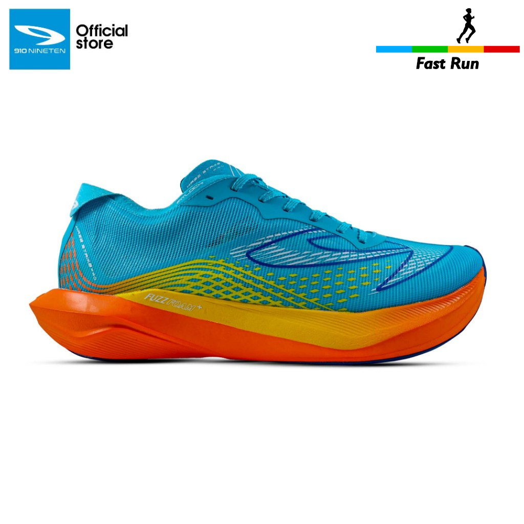 910 Nineten Haze Strike Pro Sepatu Lari - Biru Cyan/Jingga/Kuning