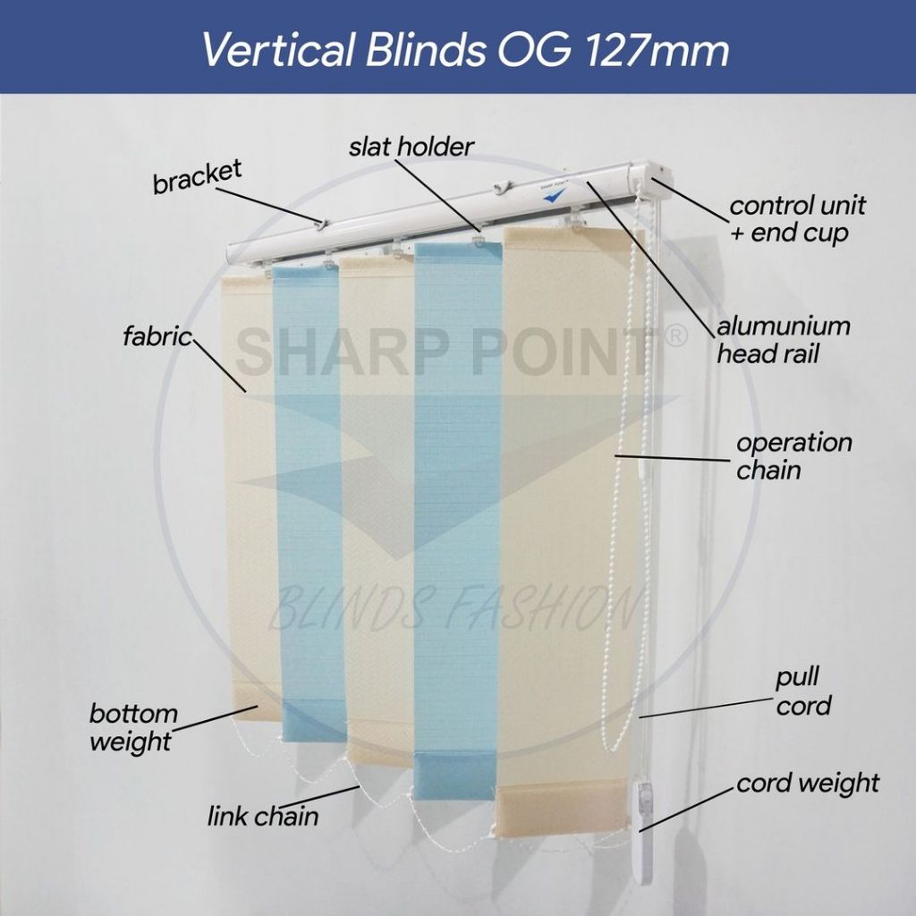 Vertikal Blind - Tirai Gulung Blackout/Dimout/Sunscreen Sharppoint