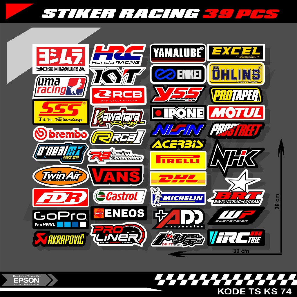 

39 biji PCS STICKER RACING UNTUK MOTOR HELM LAPTOP CASE TUMBLER sudah laminasi SUDAH TERPOTONG RAPI