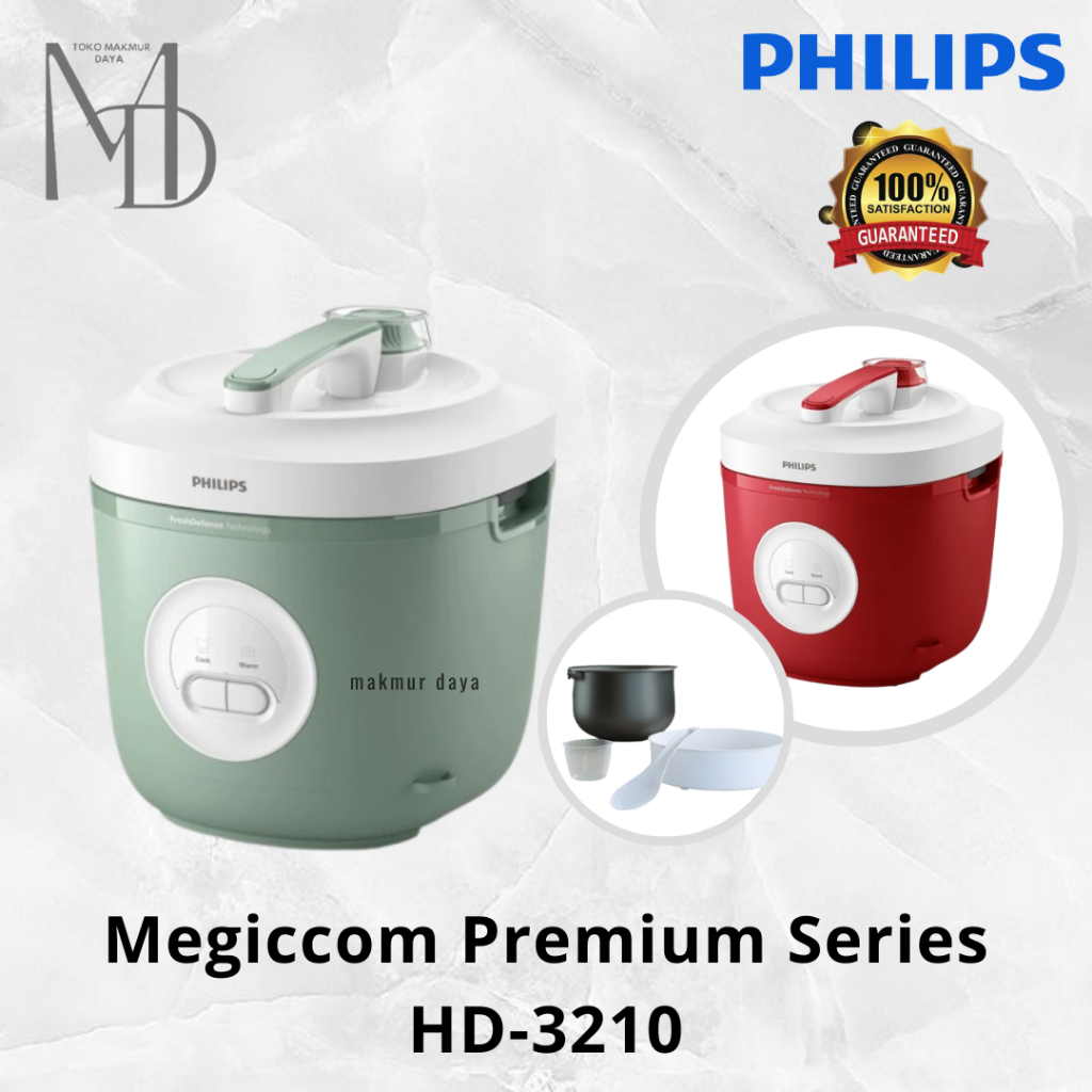 Philips HD3210 Rice Cooker 1.8 Liter - Hijau, Dengan Teknologi Smart 3D Heating