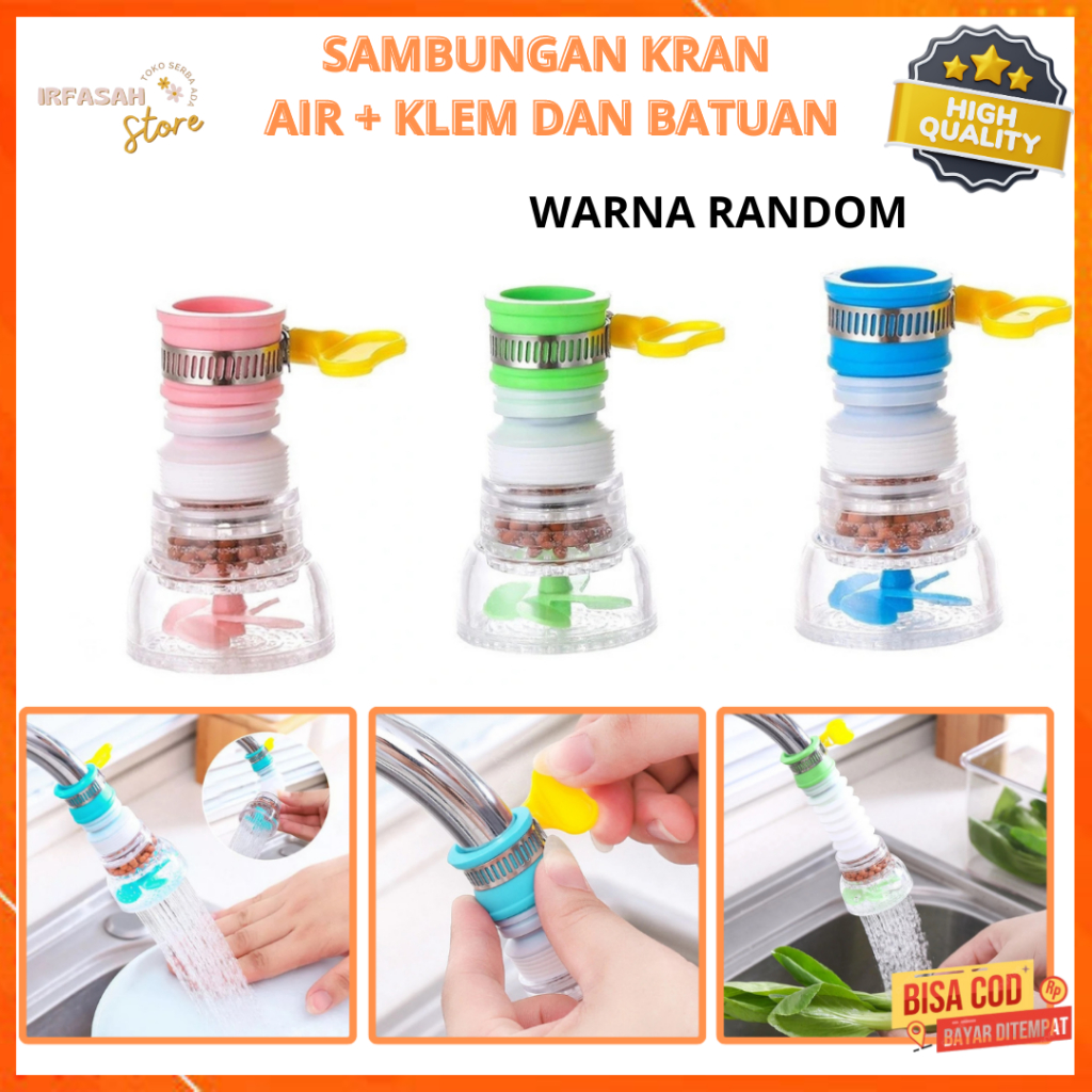 Sambungan Kran + Klem Shower Faucet Sambungan Kran Air Filter Elastis Kran Flexibel