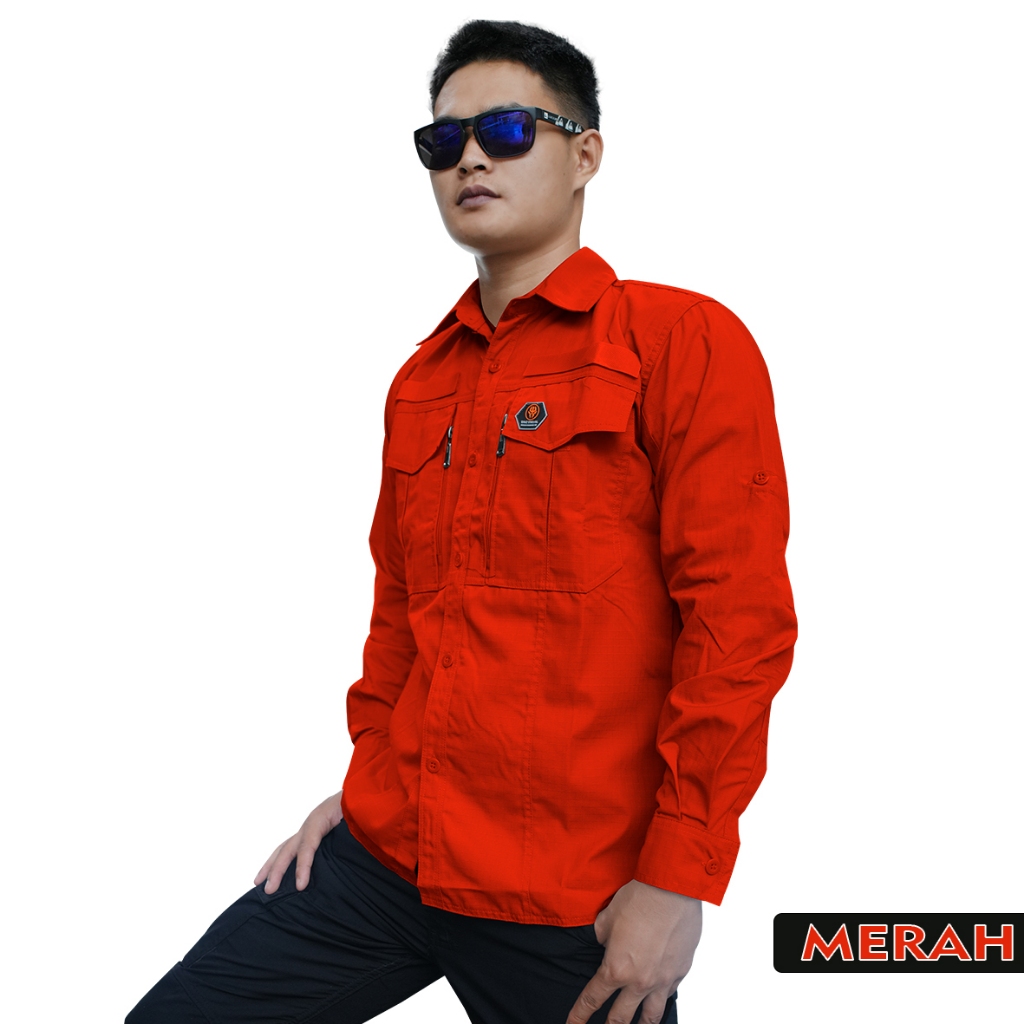 Kemeja Tactical outdor lapangan W-tac Lengan panjang Pria - wanita Terbaru Merah
