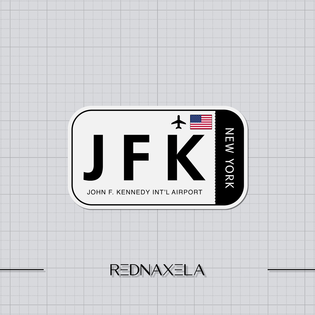 

Stiker Vinyl John F Kenndey International Airport Code JFK Sign Sticker