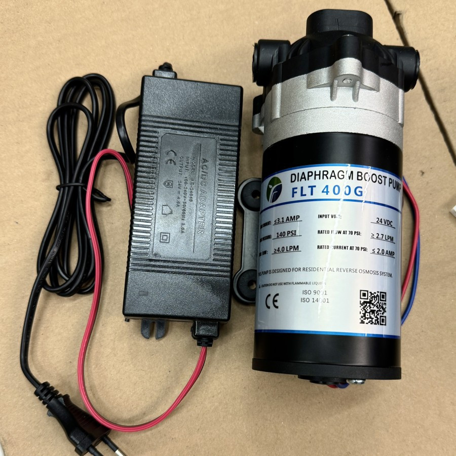 Pompa RO 24V Booster RO Pump 24V / Pump RO 24V + Adaptor / 400GPD 800GPD