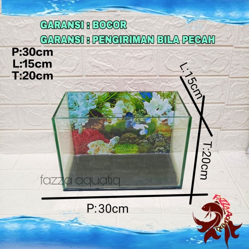 Aquarium kaca ukuran 30x15x20 Akuarium tebal 5mm Kaca baru