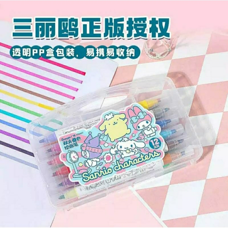 

Double marker (tebal tipis) isi 12, 24 warna sanrio ori