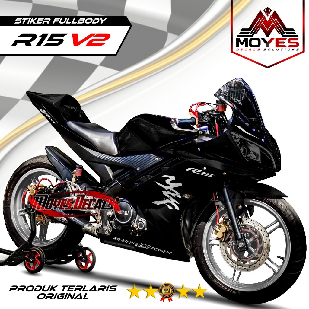 Stiker R15 - Decal Fullbody R15 V2 Hitam List warna MYS1333