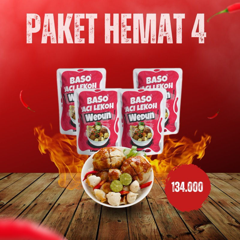 

Paket Hemat 4 Pcs Baso Aci Lekoh Wedun Misdaseum - Amis Lada Haseum - Makanan Instan - Food