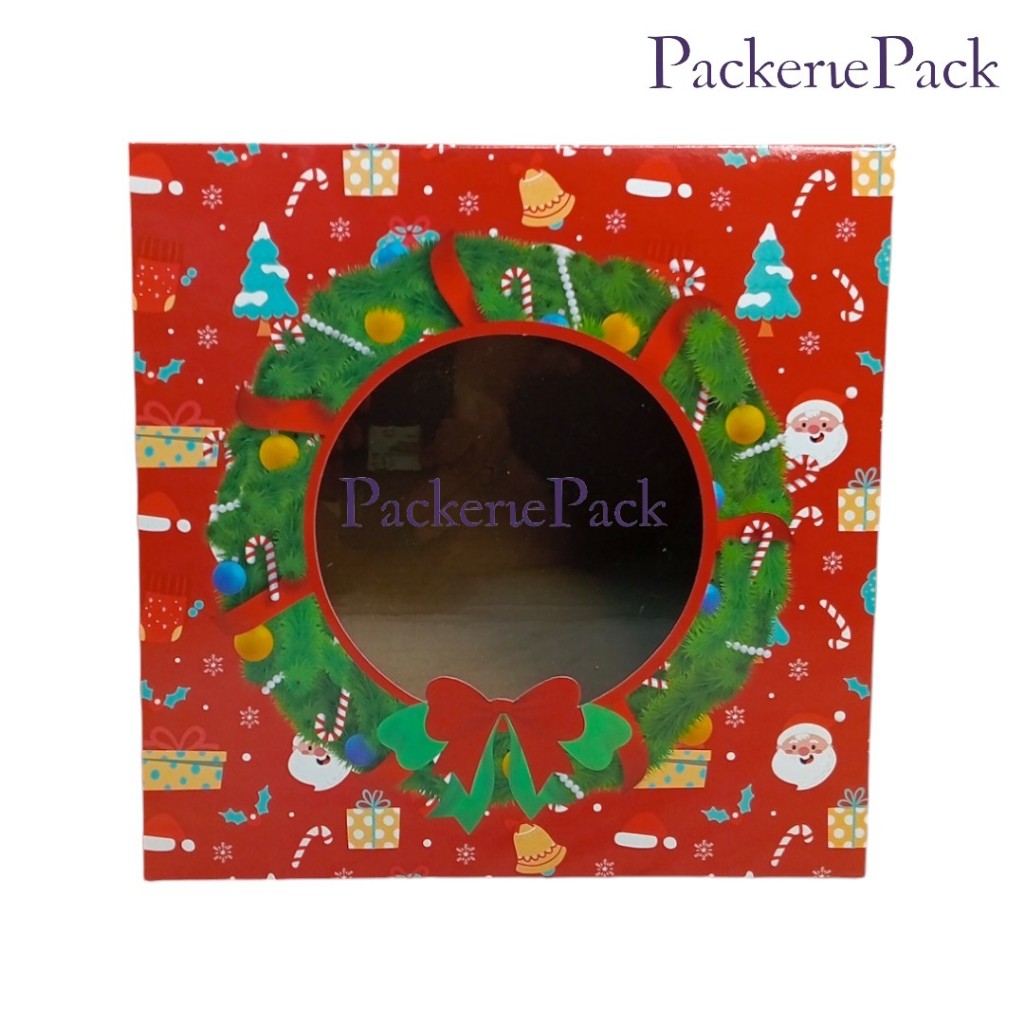 

(10 PCS) KOTAK BOX NATAL KACA 20X20X10 / DUS NATAL PITA / DUS MERRY CHRISTMAS 20X20X10