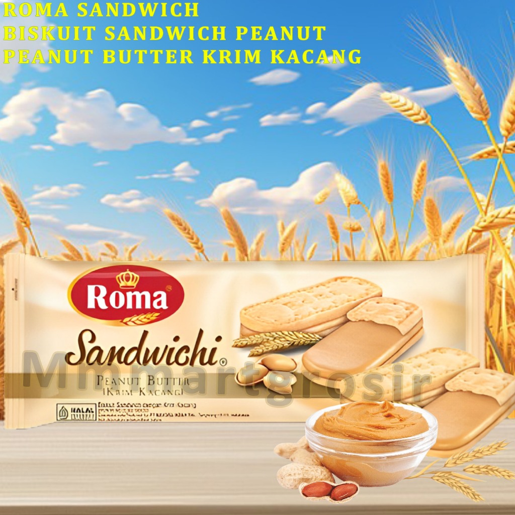 

Roma Sandwich / Biskuit Sandwich Krim Kacang / Biskuit Peanut Butter / 206gr