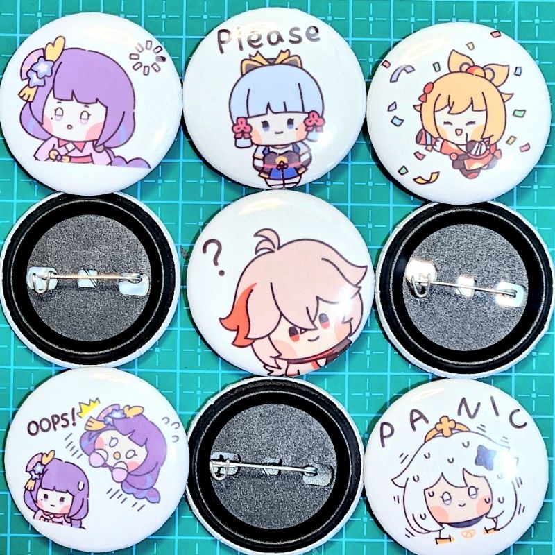 Genshin Impact - Pin Up Button / Pin Press Peniti Unofficial 44mm/58mm [ Genshin x Line Minini Chibi