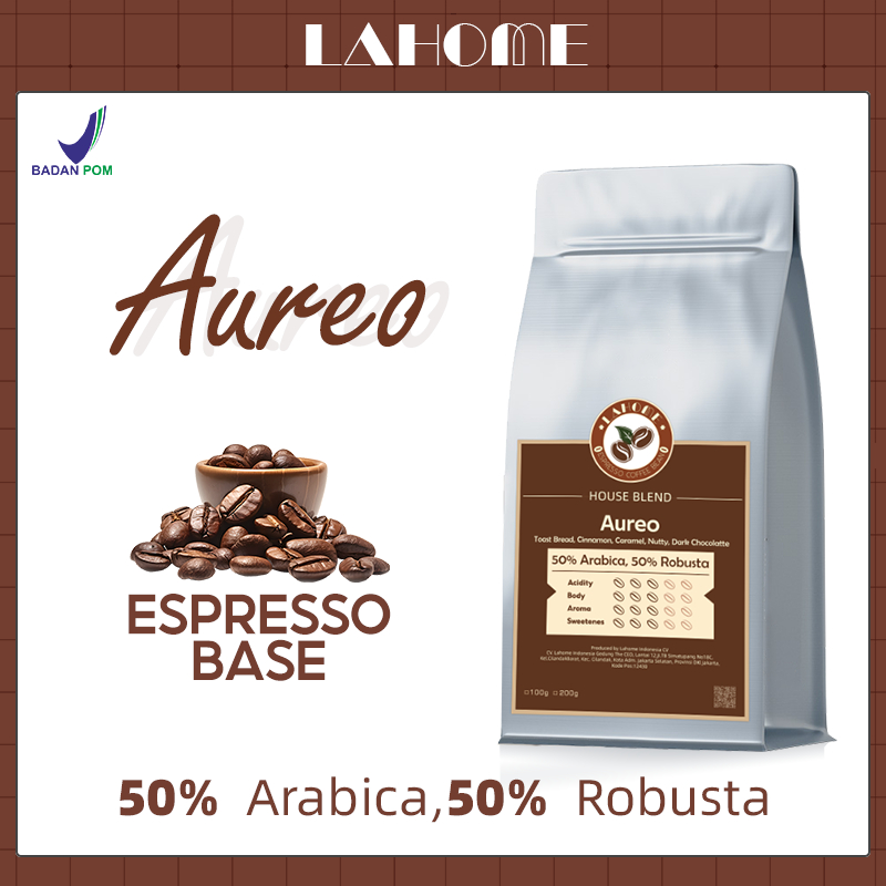 

LAHOME Aureo Coffee Bean House Blend Biji Kopi Espresso Base Arabica Robusta 50:50