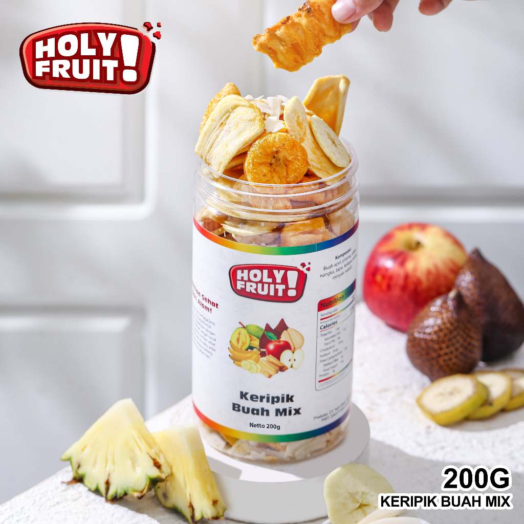 

HOLYFRUIT KERIPIK BUAH MIX 200 GRAM ASLI MIX FRUIT ORIGINAL CEMILAN KERIPIK BUAH MIX