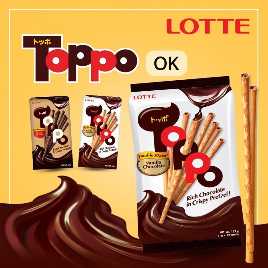 

OK9246 LOTTE TOPPO Stick Chocolate 40gr / Biskut Stick Enak Import