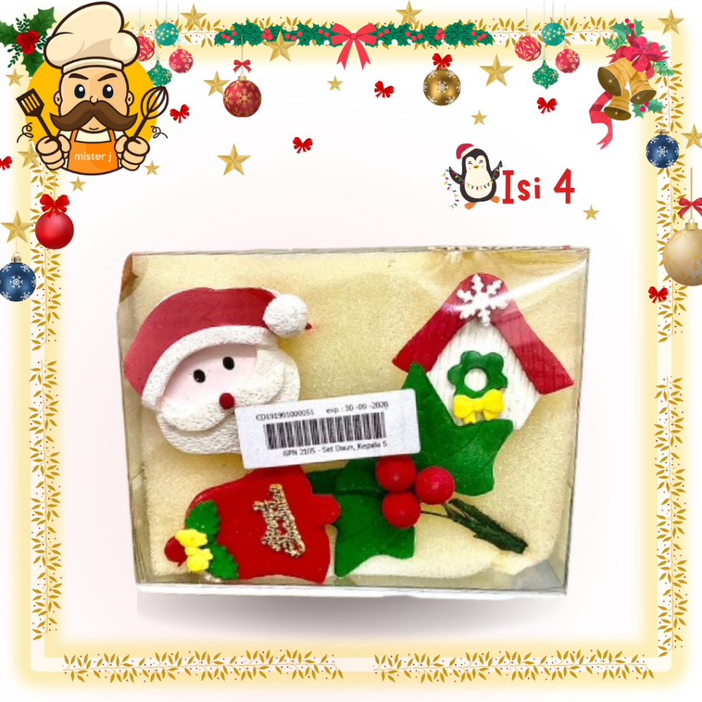 

Gumpaste Natal | Gumpaste Merry Christmas | Gumpaste Santa 1 set isi 4 | GPN 2105