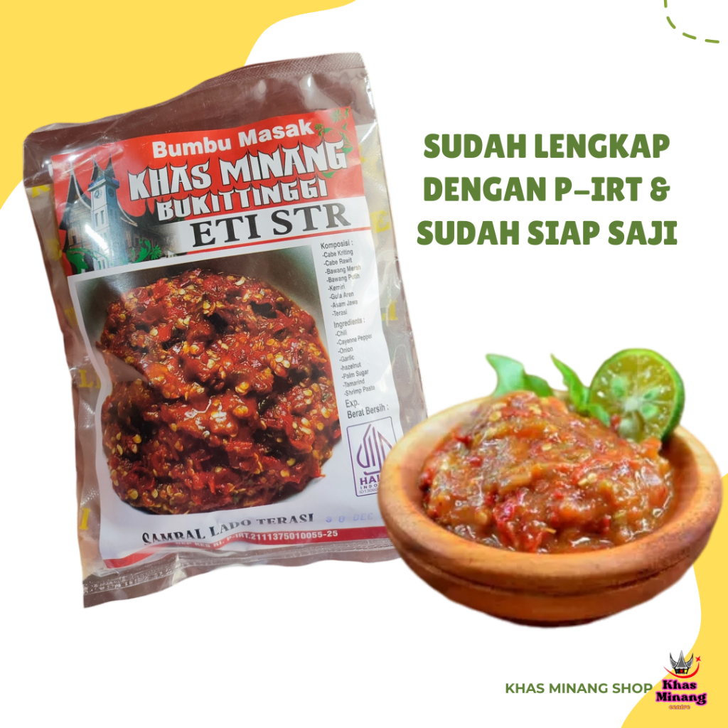 

BUMBU SAMBA LADO TERASI KHAS MINANG/BUMBU ETI STR/BUMBU KHAS MINANG/BUMBU SAMBAL TERASI/BUMBU TERASI/SAMBAL TERASI/BUMBU ETI STR