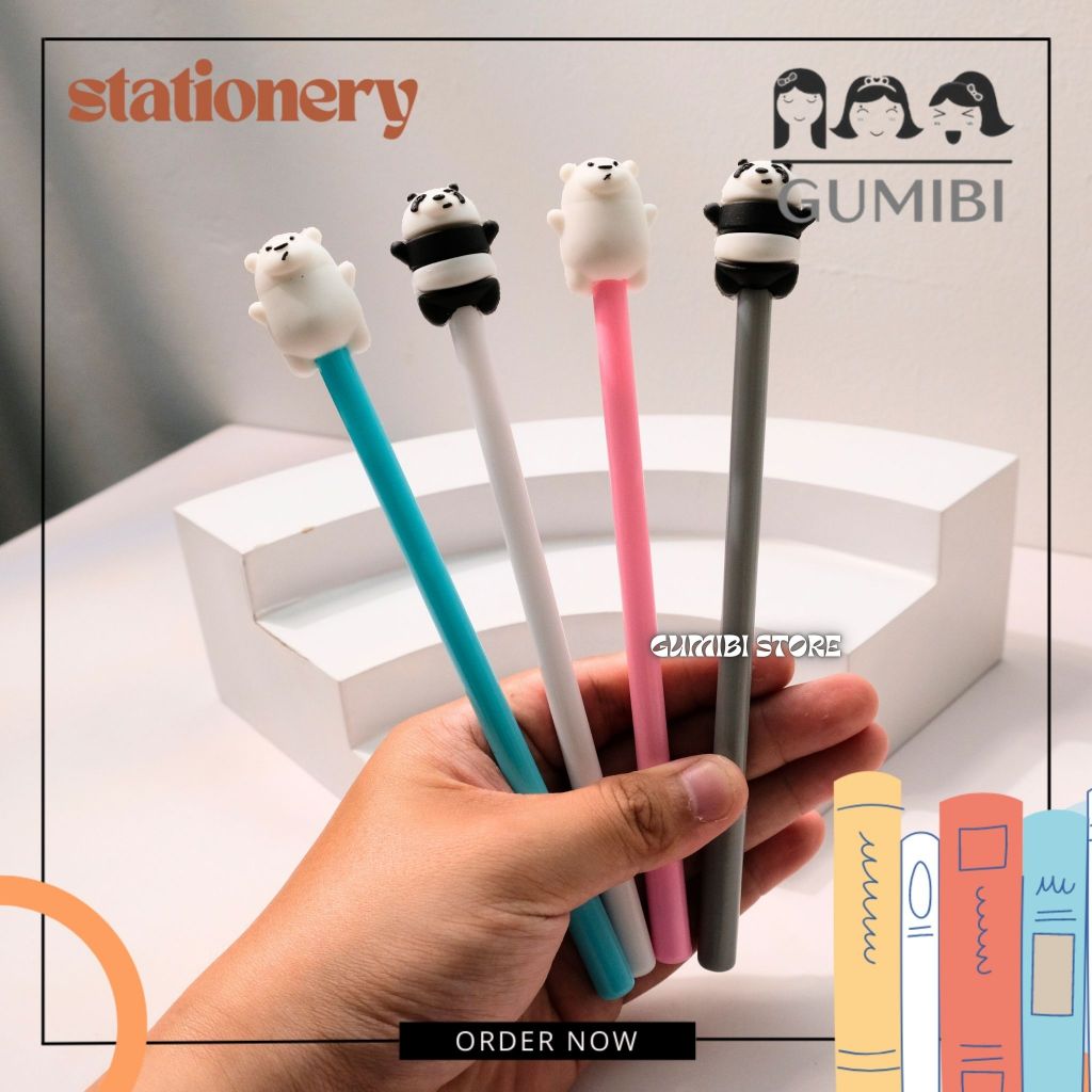 

PULPEN GEL BONEKA KARAKTER PANDA BERUANG PUTIH PENA GEL WBB LUCU TERMURAH