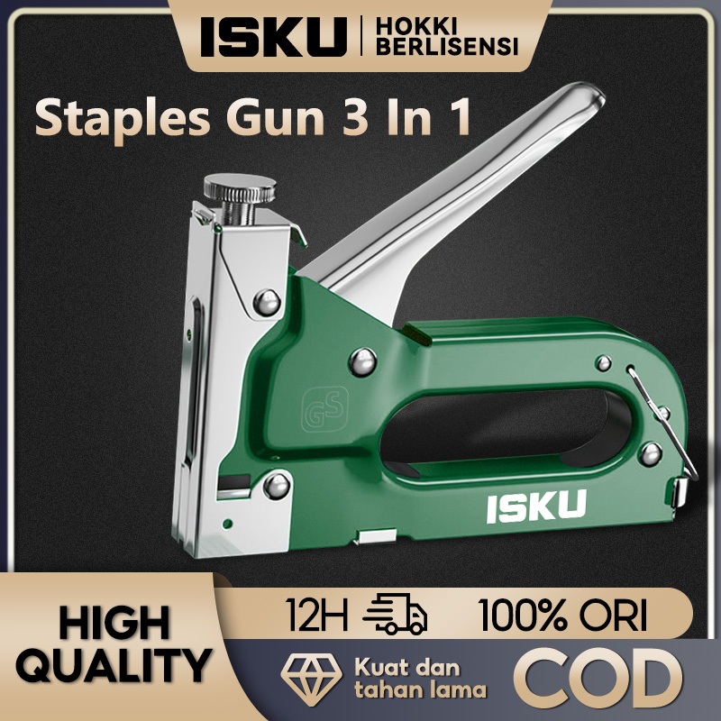 

ISKU Staples Tembak 3 In 1 Tacker Stapler Staples Perekat Powerfull Streples Tembak