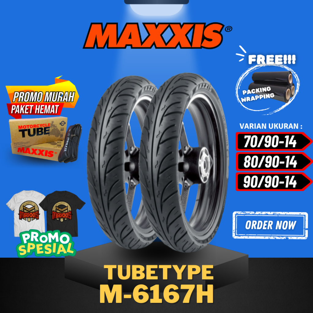 [READY ] MAXXIS NON TUBLES M6167H / M 6167 H BAN MAXXIS (70/90-14 - 80/90-14 - 90/90-14 ) ASPIRA