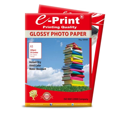 

Kertas Foto Glossy Photo Paper A3 260gsm 20lembar e-Print