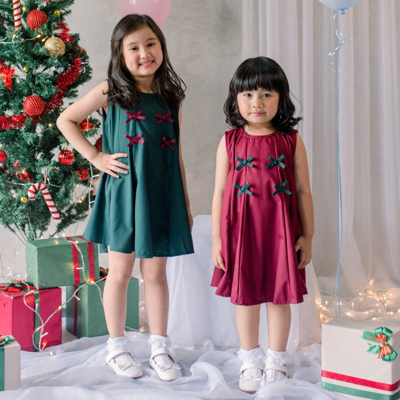 (1-6 Tahun) NOEL-Dress Natal Anak | Dress Cheongsam Anak Coquette | Dress Imlek Anak | Dress Bayi | 
