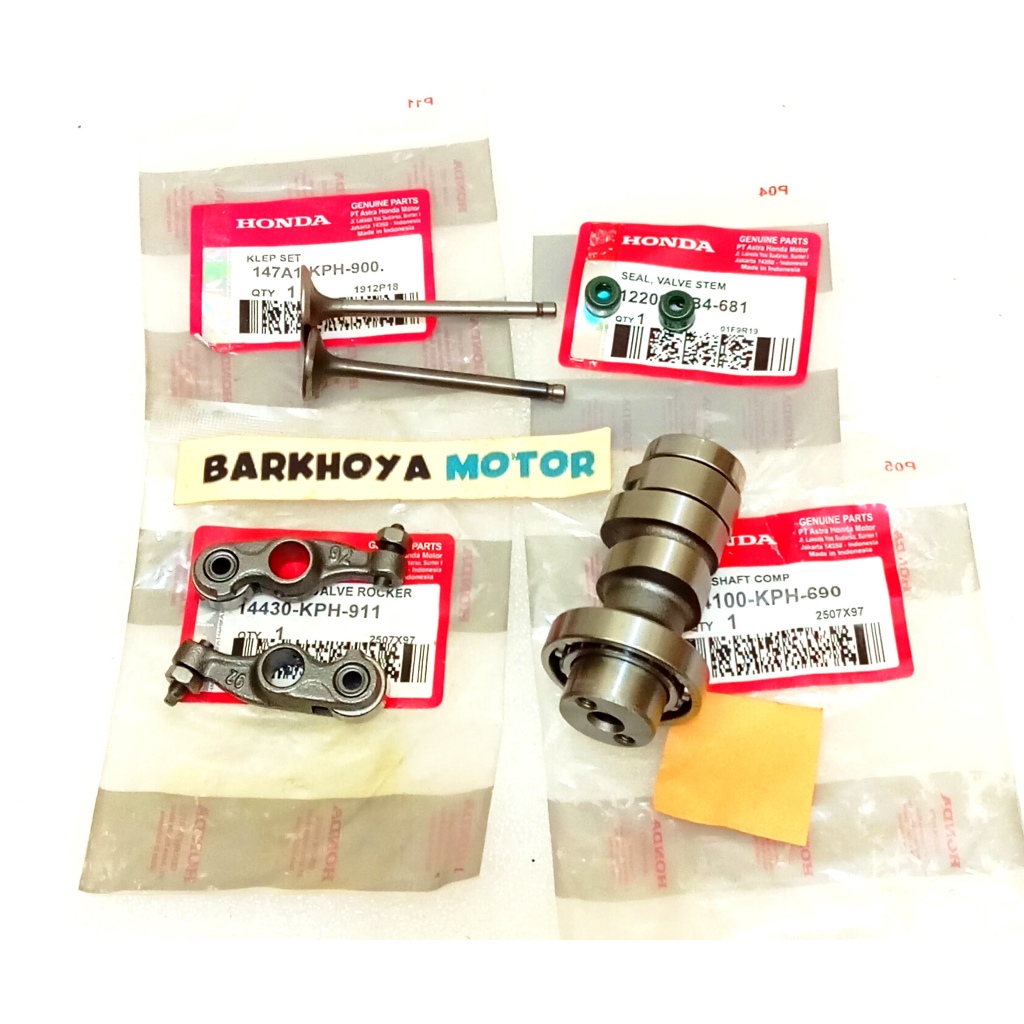 Paket 4 Item Noken As Camshaft Comp Karisma Supra X 125 Kirana KPH Set Platuk Klep + Payung Klep + S