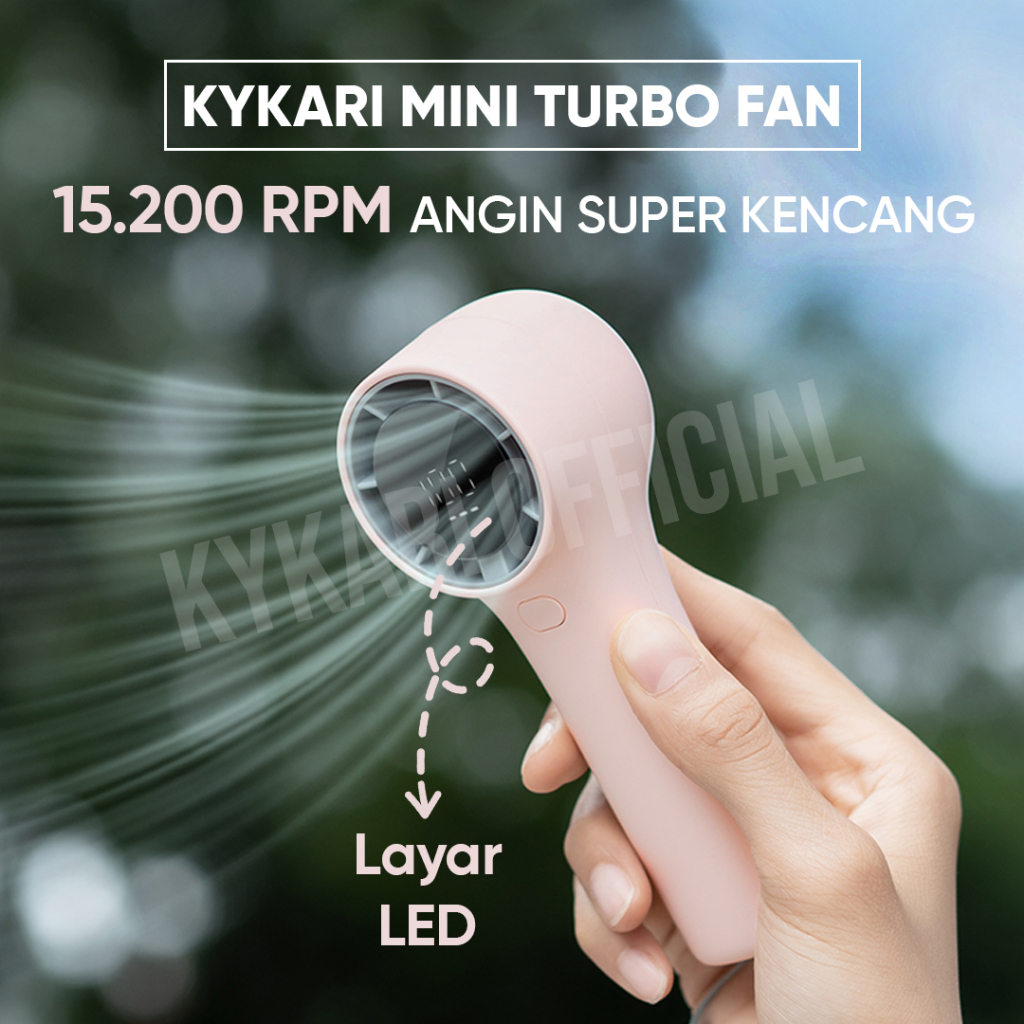 KYKARI Mini Turbo Fan 15200 Rpm Super Kencang Layar LED - Kipas angin kecil Strong High Speed portab