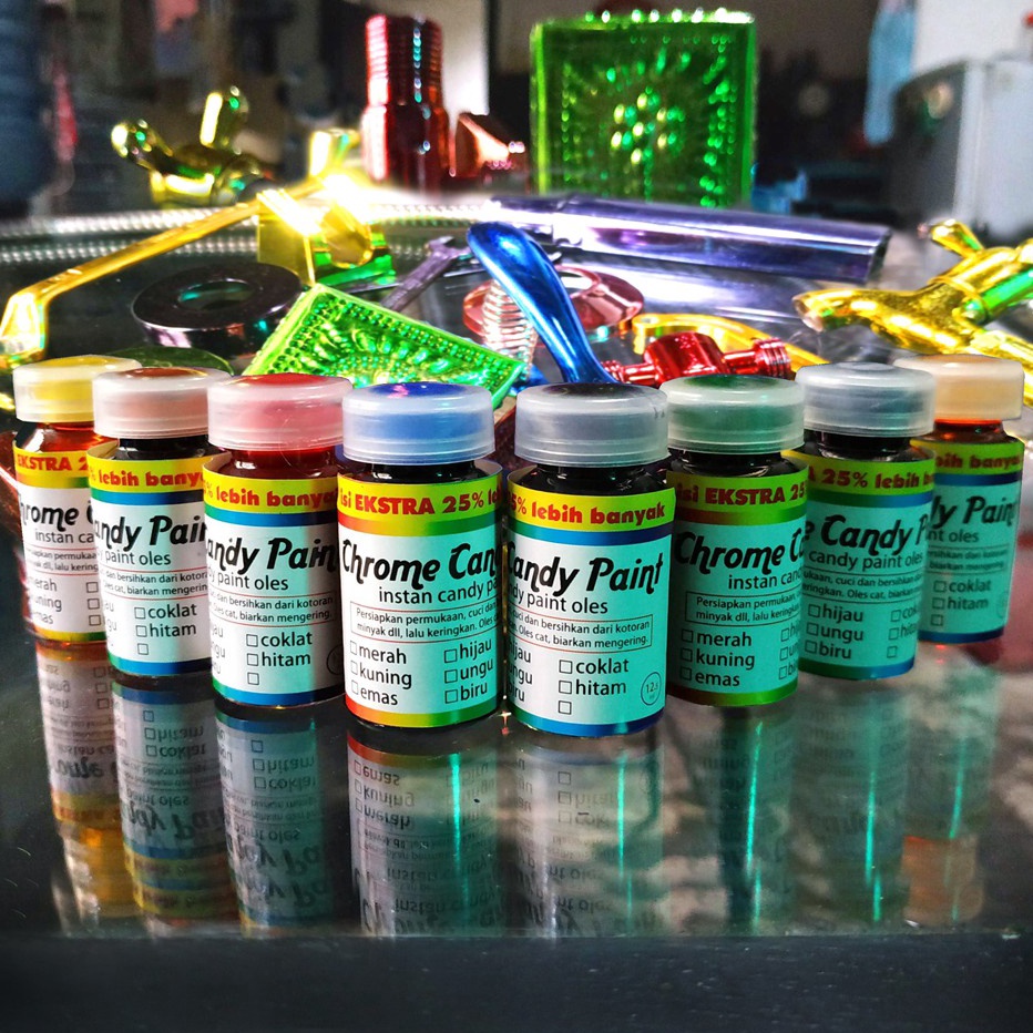 

BISA PEWARNA LOGAM pelapis CHROME CANDY PAINT oles ISI EXTRA 25