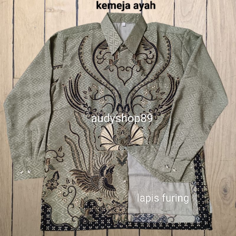 FREE ONGKIR BATIK COUPLE AYAH ANAK TUNIK BAHAN DOBI PREMIUM LAPIS FURING WARNA HIJAU SAGE