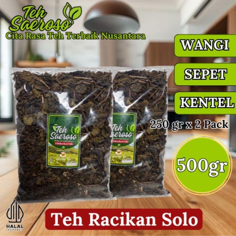 

Teh Racikan Solo 500 gr (250gr isi 2 Pack) Aroma Racikan Wangi Sepet Legi Kentel Khas Wedangan | Teh Saeroso