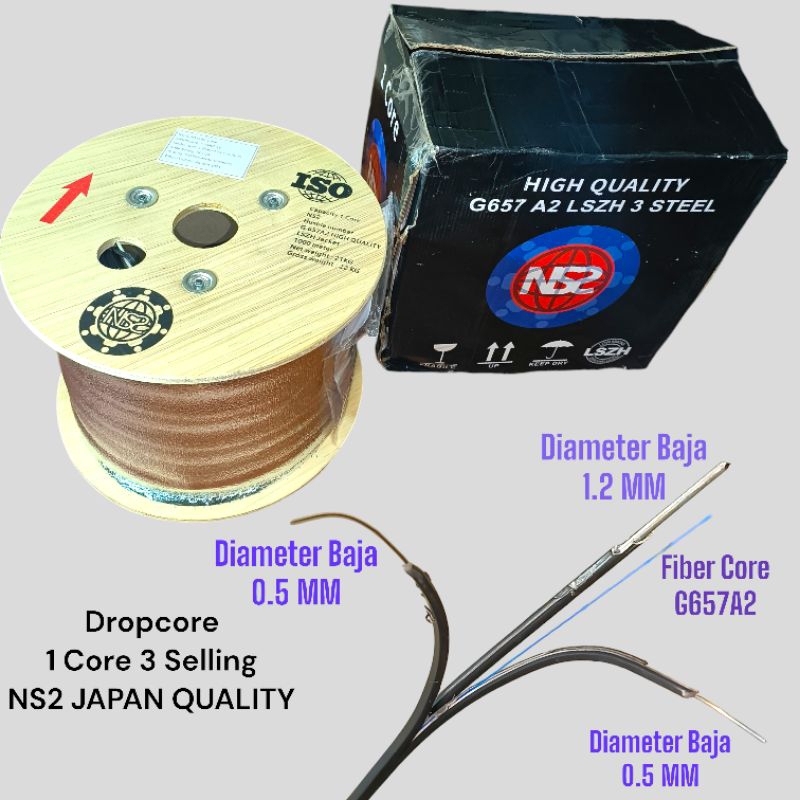 dropcore 1 core 3 seling NS2 high quality fiber optic / kabel fo drop core 1 core 1km