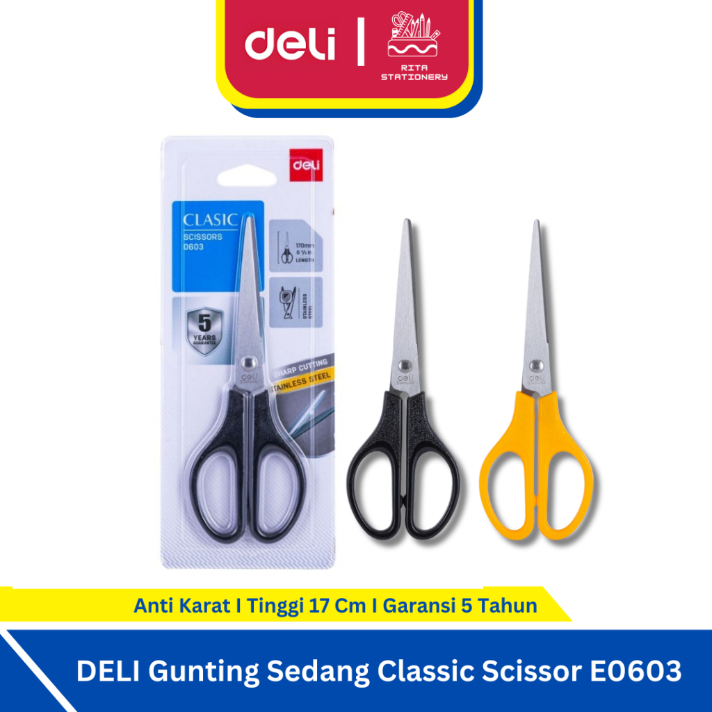 

Deli Gunting Sedang Classic Scissor E0603 - Stainless Anti karat