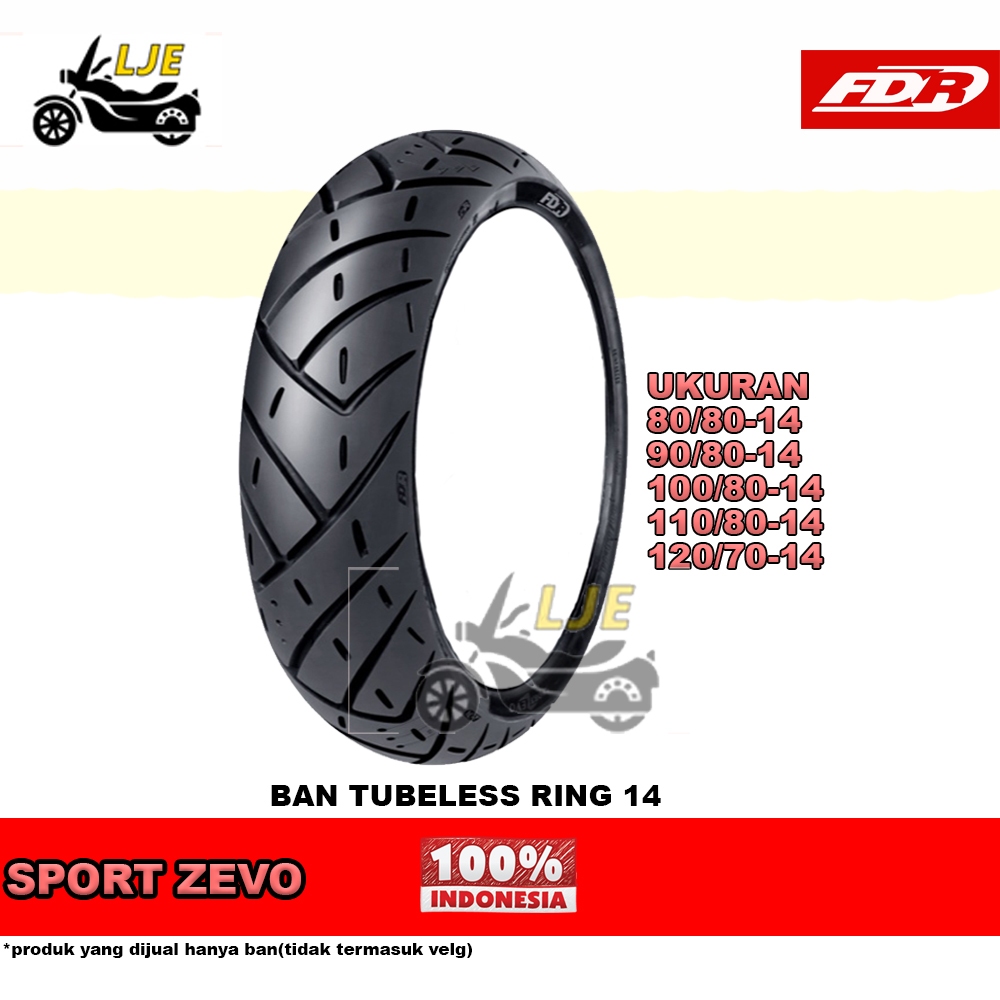 Ban Motor Matic ring 14 Sport Zevo FDR Tubeless - Ban Baru Matic Tubeless