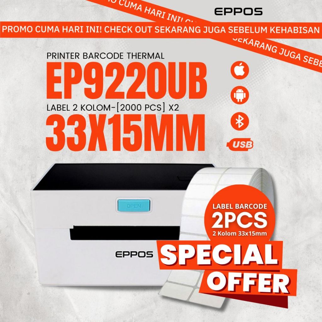 

PAKET PROMO EP9220UB + LABEL 3 LINE 33x15Mm || CETAK LABEL HARGA || MUDAH
