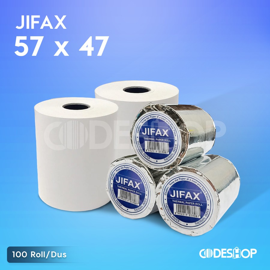 

JiFax Thermal Roll Kertas Kasir 58 x 48 | 57 x 47 | 58x48 | 57x47 Direct Thermal