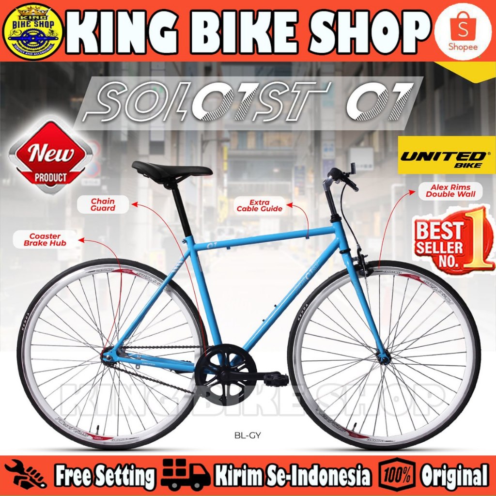 Sepeda Fixie UNITED SOLOIST 01 700C Balap Roadbike Rem Torpedo