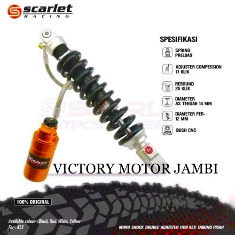 MONO SHOCK SOK BELAKANG ADJUSTER 1768 TABUNG PISAH KLX150 SCARLET RACING