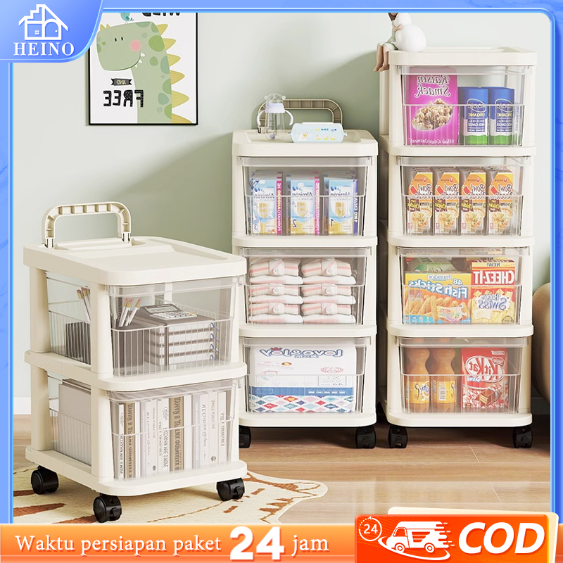 Rak Troli Lipat Bayi Roda 3/4/5 Susun Rak Penyimpanan Serbaguna Troli Penyimpanan